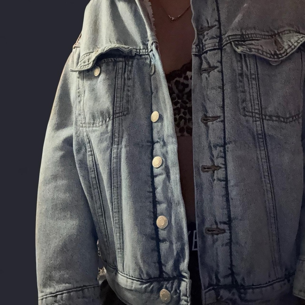 Zumiez Light Blue Denim Jacket with Button Details